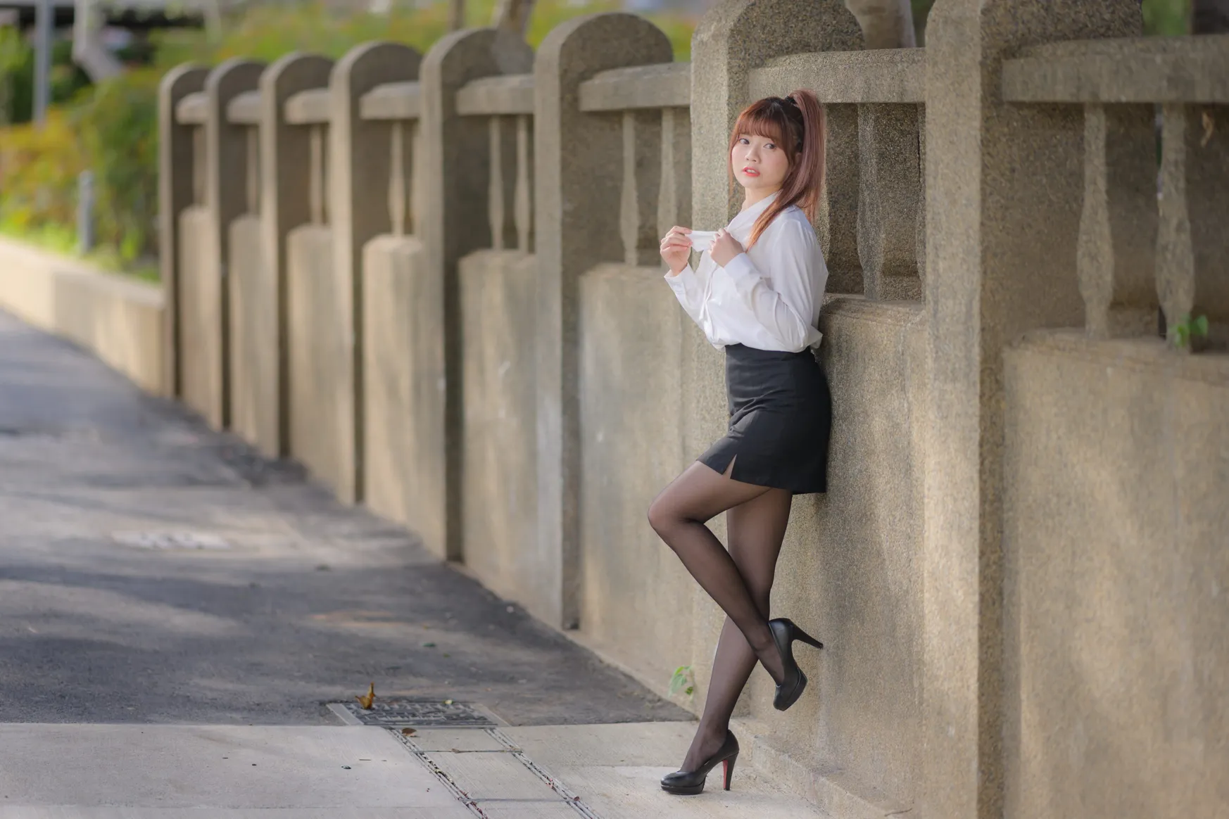 [Mzsock] NO.237 OL black silk uniform high heels street photography#[105P]-6