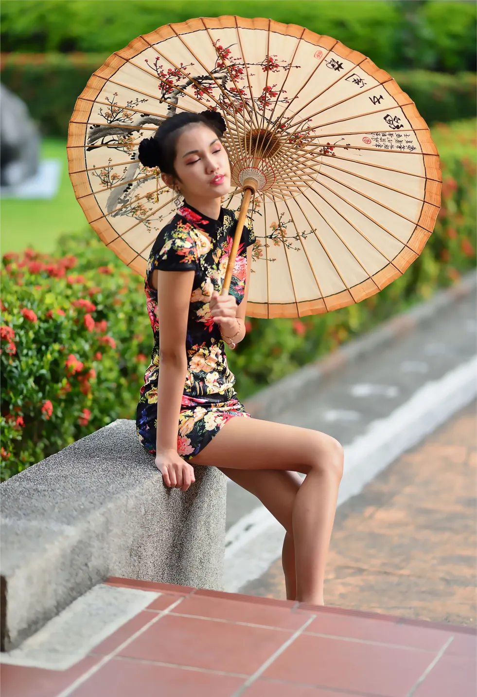 [Mzsock] NO.191 Chen Mengxin short cheongsam high heels beautiful legs street photography#[100P]-18